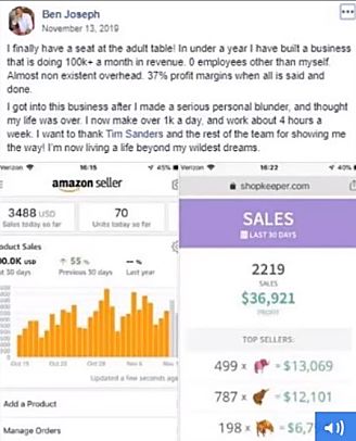 another private label masters success story showing off their amazon dashboard