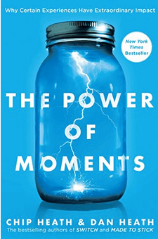 blue cover of the power of moments by dan heath and chip heath