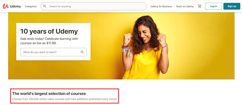 Udemy Course Homepage
