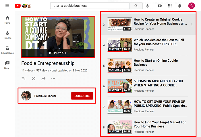 Start a Cookie Business Youtube Playlist