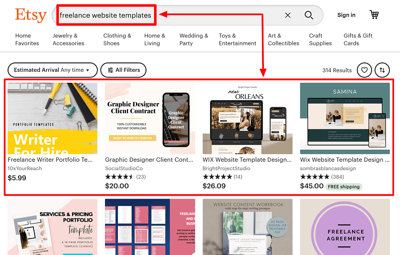 Start a Freelance Business Etsy Freelancer Website Templates