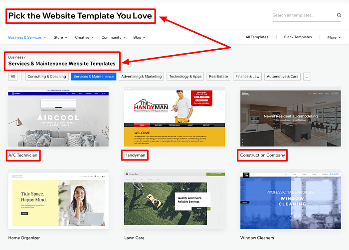Start a Handyman Business Website Templates