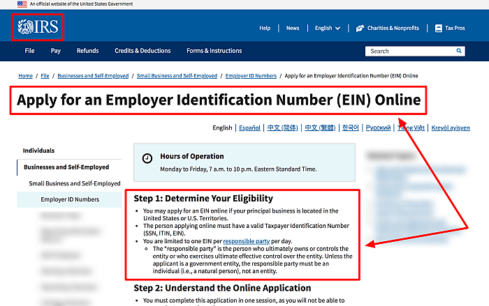 Start an Landscaping Business EIN Number Online Application