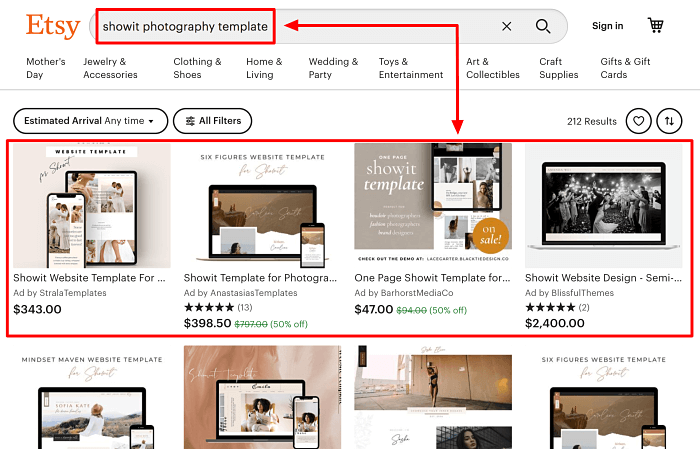 Start a Photography Business Etsy Showit Template